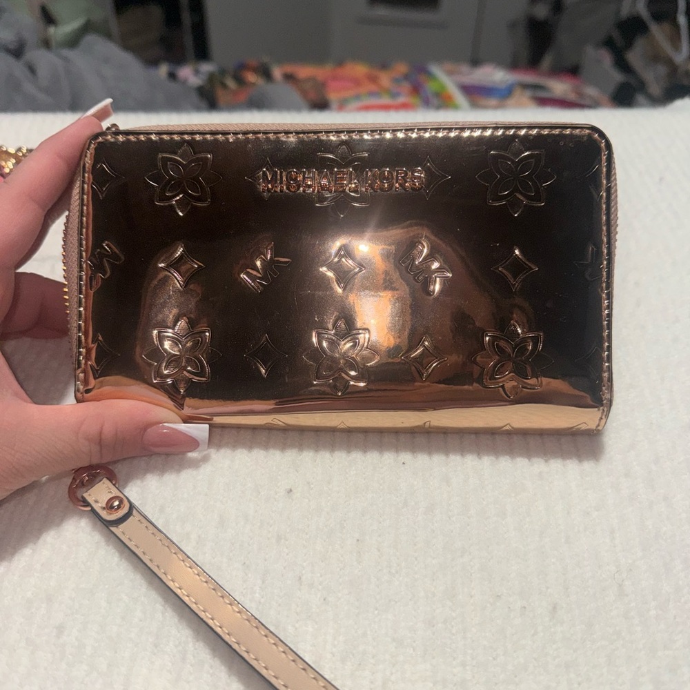 Michael Kors Metallic Rose Gold Embossed Wallet